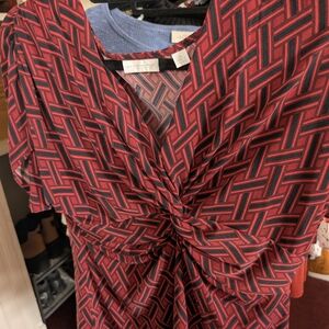 Red and Black Patterned Women's Dress